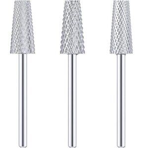 3 Pieces Tapered Barrel Carbide Nail Drill Bit, 3 Sizes Carbide Nail Drill Bit